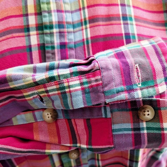 Polo Ralph Lauren  Cotton Plaid Button Down Shirt Size XL Dark Pink Green Colors - Picture 13 of 13